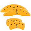 10200SSNKYL Front & Rear Disc Brake Caliper Covers Fits Select Ford Mustang [Yellow Finish w/ Black Tiffany Snake Logo] - image 1