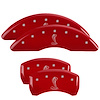 10201SSNKRD Front & Rear Disc Brake Caliper Covers Fits Select Ford Mustang [Red Finish w/ Silver Tiffany Snake Logo] - image 1