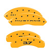 10202SM32YL Front Disc Brake Caliper Covers Fits Select Ford Mustang [Yellow Finish w/ Black Mustang (2015) / 3.7] - image 1