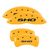 10222SSHOYL Front & Rear Disc Brake Caliper Covers for 2013-2018 Ford Taurus [Yellow Finish w/ Black SHO] - image 1