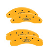 10227SFRDYL Front & Rear Disc Brake Caliper Covers Fits Select Ford Ranger [Yellow Finish w/ Black Ford Oval Logo] - image 1