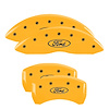 10230SFRDYL Front & Rear Disc Brake Caliper Covers for 2013-2019 Ford Flex [Yellow Finish w/ Black Ford Oval Logo] - image 1
