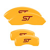 10231SST1YL Front & Rear Disc Brake Caliper Covers for 2013-2018 Ford Focus [Yellow Finish w/ Black ST (No Bolts)] - image 1