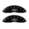 10234FFRDBK Front Disc Brake Caliper Covers Fits Select Ford E-150 Econoline [Black Finish w/ Silver Ford Oval Logo] - image 1