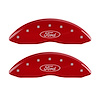 10234FFRDRD Front Disc Brake Caliper Covers Fits Select Ford E-150 Econoline [Red Finish w/ Silver Ford Oval Logo] - image 1