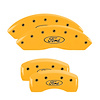10244SFRDYL Front & Rear Disc Brake Caliper Covers for 2017-2019 Ford Fusion [Yellow Finish w/ Black Ford Oval Logo] - image 1