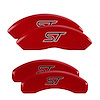 10244SST1RD Front & Rear Disc Brake Caliper Covers for 2017-2019 Ford Fusion [Red Finish w/ Silver ST (No Bolts)] - image 1