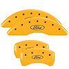 10258SFRDYL Front & Rear Disc Brake Caliper Covers Fits Select Ford Edge [Yellow Finish w/ Black Ford Oval Logo] - image 1
