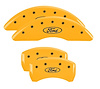 10261SFRDYL Front & Rear Disc Brake Caliper Covers Fits Select Ford Mustang [Yellow Finish w/ Black Ford Oval] - image 1