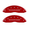 12002FDD4RD Front Disc Brake Caliper Covers Fits Select Dodge Caliber [Red Finish w/ Silver Dodge (No Stripes)] - image 1