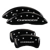 12005SCHBBK Front/Rear Disc Brake Caliper Covers Fits Dodge Challenger/Charger/Dodge Magnum [Black w/Silver Charger (Block)] - image 1
