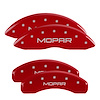 12043SMOPRD Front & Rear Disc Brake Caliper Covers Fits Select Dodge Ram 1500, Dodge Durango [Red Finish w/ Silver MOPAR] - image 1
