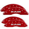 12124SRAMRD Front & Rear Disc Brake Caliper Covers for 2010 Dodge Ram 2500, 2010 Dodge Ram 3500 [Red Finish w/ Silver RAM] - image 1