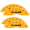 12124SRAMYL Front & Rear Disc Brake Caliper Covers for 2010 Dodge Ram 2500, 2010 Dodge Ram 3500 [Yellow Finish w/ Black RAM] - image 1