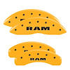 12134SRAMYL Front/Rear Disc Brake Caliper Covers Fits Dodge Ram 1500/Dodge Ram 1500 Van/Dodge Durango [Yellow w/Black RAM] - image 1
