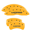 12162SMOPYL Front & Rear Disc Brake Caliper Covers Fits Select Dodge Challenger, Dodge Charger [Yellow Finish w/ Black MOPAR]