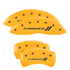12181SCH1YL Front & Rear Disc Brake Caliper Covers Fits Select Dodge Challenger/Dodge Charger [Yellow w/Black Charger ll] - image 1