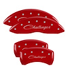12181SCLSRD Front & Rear Disc Brake Caliper Covers Fits Select Dodge Challenger/Charger [Red w/Silver Challenger (Cursive)]