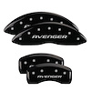 12192SAV2BK Front & Rear Disc Brake Caliper Covers Fits Select Dodge Avenger/Dodge Caliber [Black w/Silver Avenger (No Stripes)] - image 1