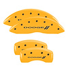 12192SDD3YL Front & Rear Disc Brake Caliper Covers Fits Select Dodge Avenger, Dodge Caliber [Yellow Finish w/ Black Dodge ll] - image 1