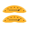 Set of 4 caliper covers Engraved Front and Rear With stripes/Dodge Yellow powder coat finish black characters - image 1