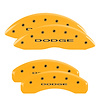 12204SDD4YL Front & Rear Disc Brake Caliper Covers Fits Select Dodge Durango [Yellow Finish w/ Black Dodge (No Stripes)] - image 1