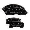 13007SCV5BK Front & Rear Disc Brake Caliper Covers Fits Select Chevy Corvette [Black Finish w/ Silver Corvette (C5)]