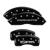 13007SCZ5BK Front Disc Brake Caliper Covers Fits Select Chevy Corvette [Black Finish w/ Silver Corvette / Z06 (C5)] - image 1