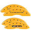 13083SCZ6YL Front Disc Brake Caliper Covers Fits Select Chevy Corvette [Yellow Finish w/ Black Corvette / Z06 (C6)] - image 1