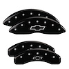 14004SBOWBK Front/Rear Brake Caliper Covers Fits Chevy Silverado 1500/Avalanche/Suburban 1500/Tahoe [Black w/Silver Bowtie] - image 1