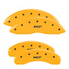 14005SMGPYL Front & Rear Disc Brake Caliper Covers Fits Select Chevy Silverado 1500 [Yellow Finish w/ Black MGP] - image 1