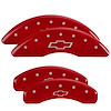 14011SBOWRD Front & Rear Disc Brake Caliper Covers for 2012-2015 Chevy Camaro [Red Finish w/ Silver Bowtie] - image 1