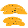 14011SBOWYL Front & Rear Disc Brake Caliper Covers for 2012-2015 Chevy Camaro [Yellow Finish w/ Black Bowtie] - image 1