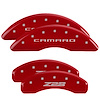 14011SZ85RD Front Disc Brake Caliper Covers for 2012-2015 Chevy Camaro [Red Finish w/ Silver Camaro / Z28 (Gen 5)] - image 1