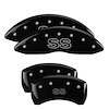 14027SSSCBK Front & Rear Disc Brake Caliper Covers for 1998-2002 Chevy Camaro [Black Finish w/ Silver SS (Classic)] - image 1