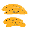 14033SBOWYL Front & Rear Disc Brake Caliper Covers for 2010-2015 Chevy Camaro [Yellow Finish w/ Black Bowtie] - image 1