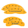 14033SCR5YL Front Disc Brake Caliper Covers for 2010-2015 Chevy Camaro [Yellow Finish w/ Black Camaro / RS (Gen 5/6)] - image 1