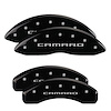 14036SCA5BK Front & Rear Disc Brake Caliper Covers for 2010-2015 Chevy Camaro [Black Finish w/ Silver Camaro (Gen 5/6)] - image 1