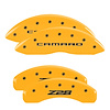 14036SZ85YL Front Disc Brake Caliper Covers for 2010-2015 Chevy Camaro [Yellow Finish w/ Black Camaro / Z28 (Gen 5)] - image 1