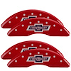 14173SBANRD Front/Rear Brake Caliper Covers Fits Chevy Silverado 2500/Silverado 3500 HD [Red w/Silver 100 Anniversary Chevrolet] - image 1