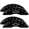 14173SBOWBK Front/Rear Disc Brake Caliper Covers Fits Chevy Silverado 2500 HD/Chevy Silverado 3500 HD [Black w/Silver Bowtie] - image 1