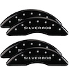 14173SSILBK Front/Rear Disc Brake Caliper Covers Fits Chevy Silverado 2500 HD/Chevy Silverado 3500 HD [Black w/Silver Silverado] - image 1