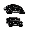 14206SCRZBK Front & Rear Disc Brake Caliper Covers for 2011-2013 Chevy Cruze [Black Finish w/ Silver Cruze] - image 1