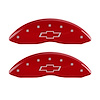 14221FBOWRD Front Disc Brake Caliper Covers Fits Select Chevy Colorado [Red Finish w/ Silver Bowtie] - image 1