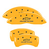 14231SBRCYL Front & Rear Disc Brake Caliper Covers for 2014-2015 Chevy SS [Yellow Finish w/ Black Chevy Racing] - image 1