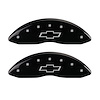 14238FBOWBK Front Disc Brake Caliper Covers Fits Select Chevy Silverado 1500 [Black Finish w/ Silver Bowtie] - image 1