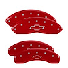 14240SBOWRD Front & Rear Disc Brake Caliper Covers Fits Select Chevy Camaro [Red Finish w/ Silver Bowtie] - image 1