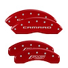 14240SCR5RD Front Disc Brake Caliper Covers Fits Select Chevy Camaro [Red Finish w/ Silver Camaro / RS (Gen 5/6)]
