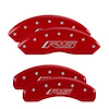 14240SRS5RD Front & Rear Disc Brake Caliper Covers Fits Select Chevy Camaro [Red Finish w/ Silver RS (Camaro Gen 5/6)]