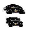 14246SBRCBK Front & Rear Disc Brake Caliper Covers for 2017-2021 Chevy Bolt EV [Black Finish w/ Silver Chevy Racing] - image 1